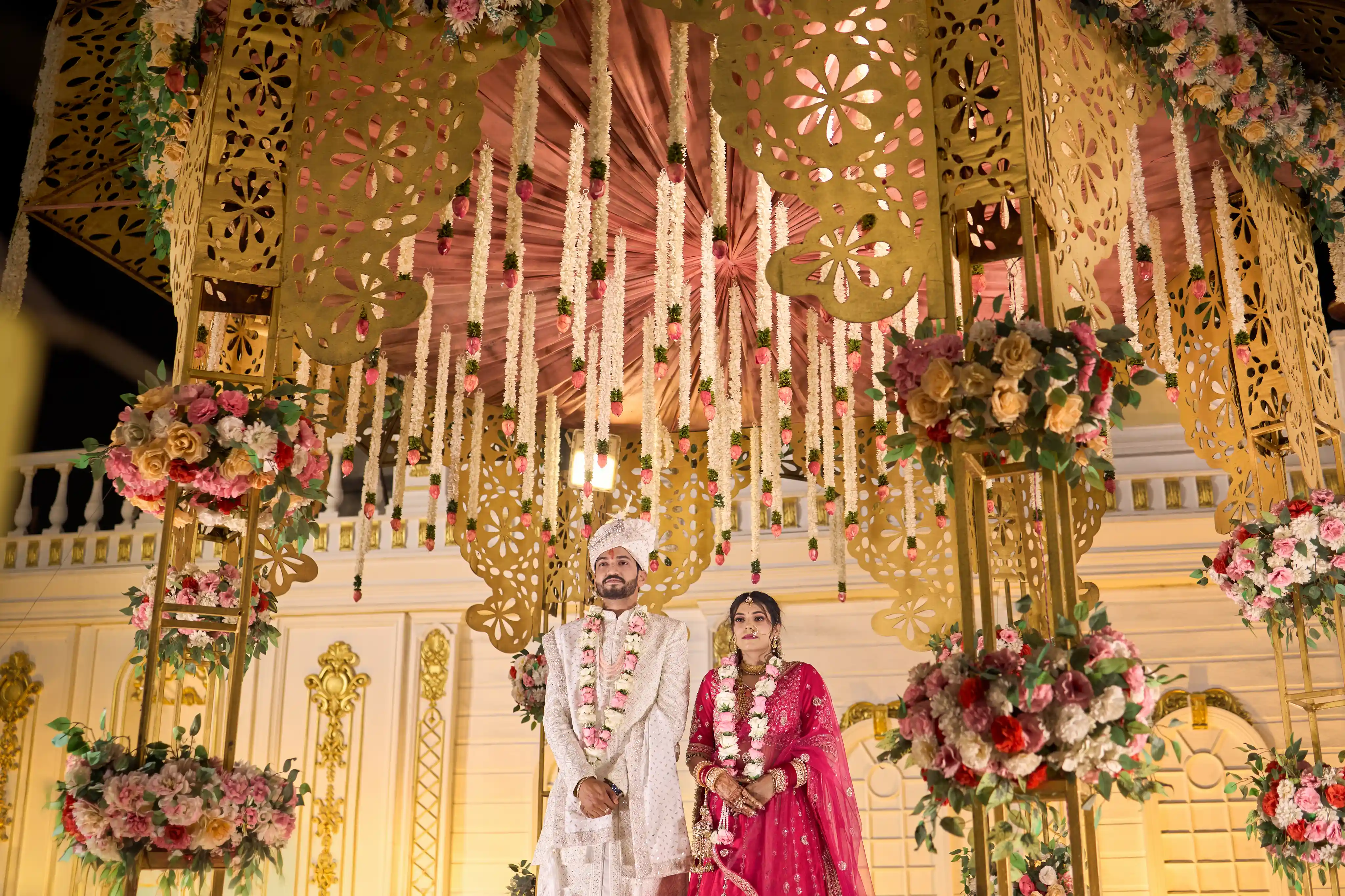 Abhinav and Swati romantic couple portrait at The Banaras Lawn & Banquet Varanasi by The WeddingShoot